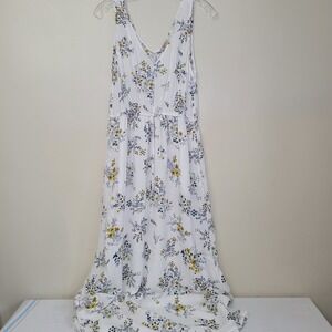 Lucky Brand Maxi Sundress Sleeveless Floral Lined Drawstring Waist BohoMedium